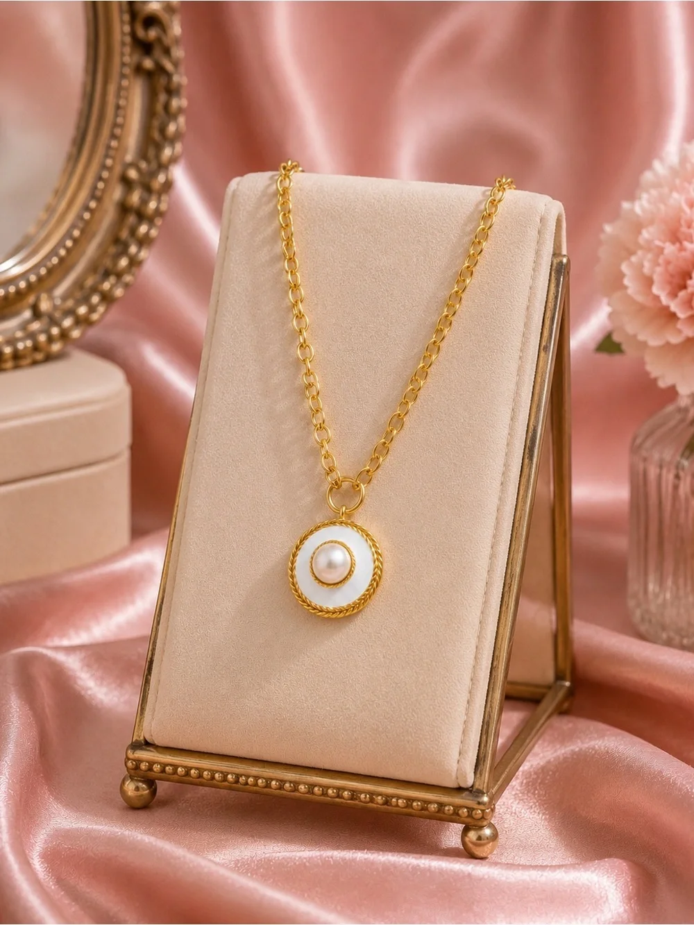 Luxury Gold Medallion Necklace Earrings Set